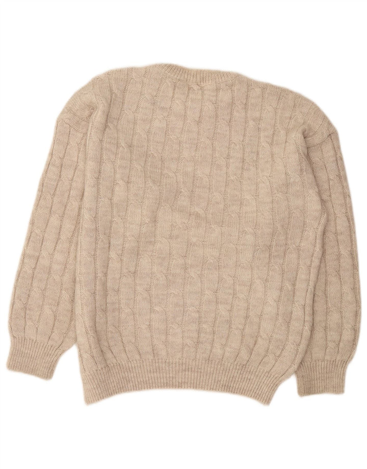 Męski sweter z okrągłym dekoltem Supermaglia, duży, beżowy