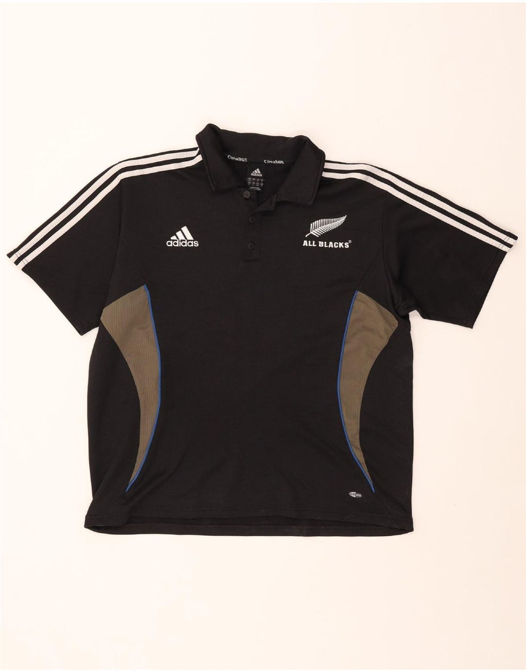 Męska koszulka polo ADIDAS New Zealand UK 44/46, duża czarna, z blokami kolorów