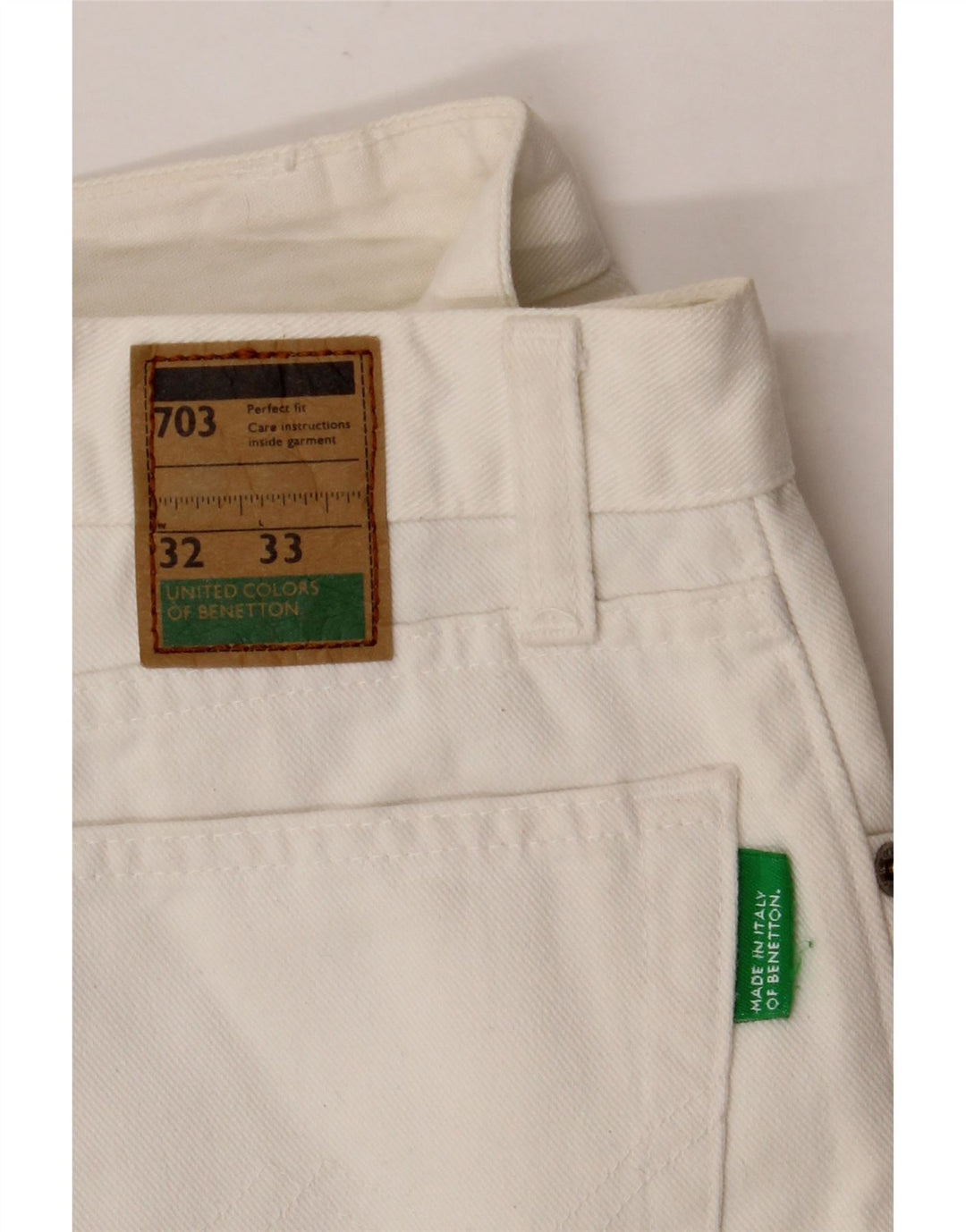 Damskie jeansy zwężane BENETTON W32 L30 Biała bawełna