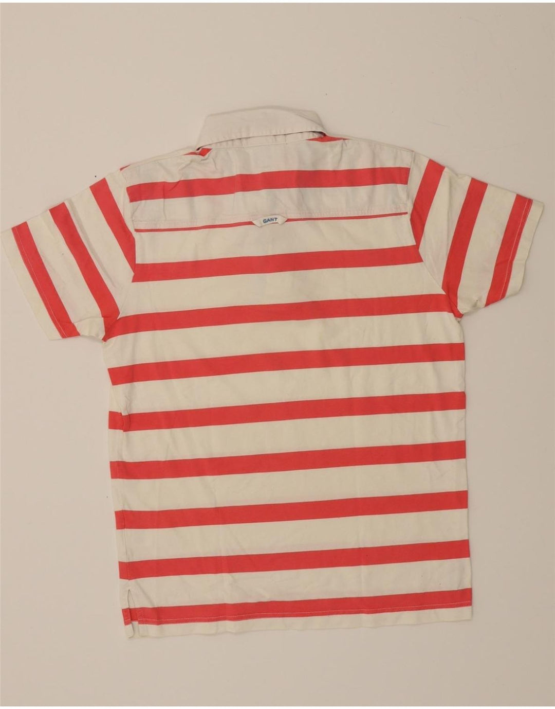 GANT Mens Polo Shirt Small Red Striped Cotton Vintage Gant and Second-Hand Gant from Messina Hembry 