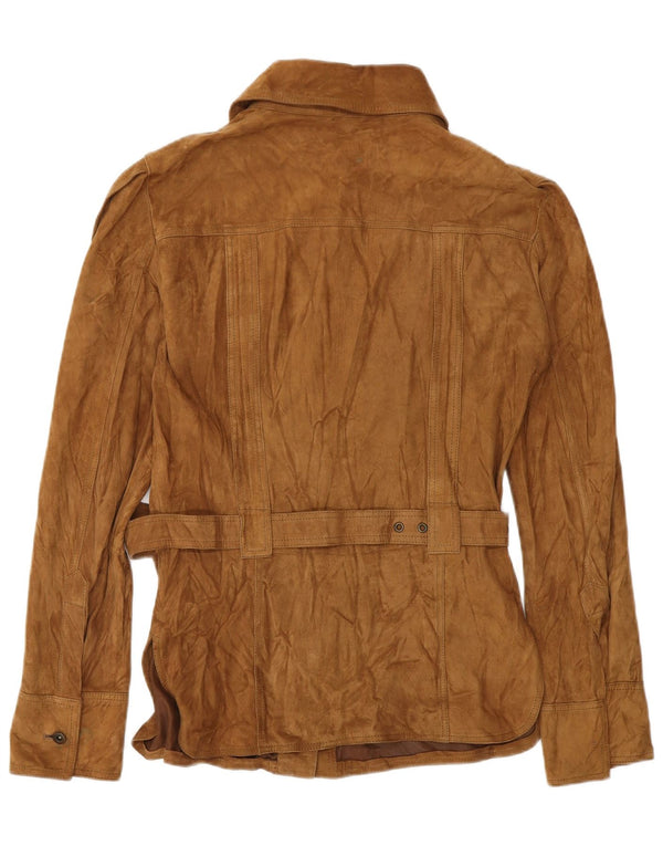 Damska zamszowa kurtka wojskowa VINTAGE IT 42 Średniobrązowa skóra