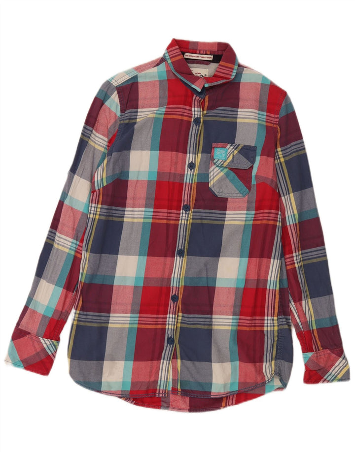Damska koszula flanelowa Superdry UK 10, mała, wielokolorowa bawełniana krata