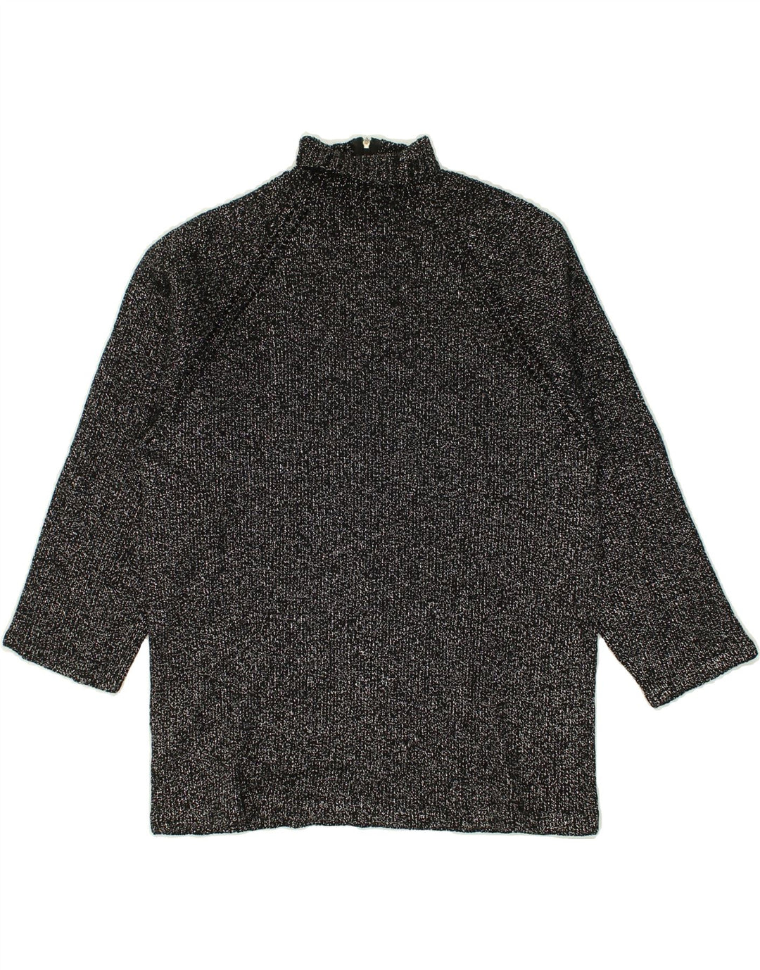 VINTAGE Womens Zip Neck Jumper Sweater UK 10 Small Black | Vintage Vintage | Thrift | Second-Hand Vintage | Used Clothing | Messina Hembry 