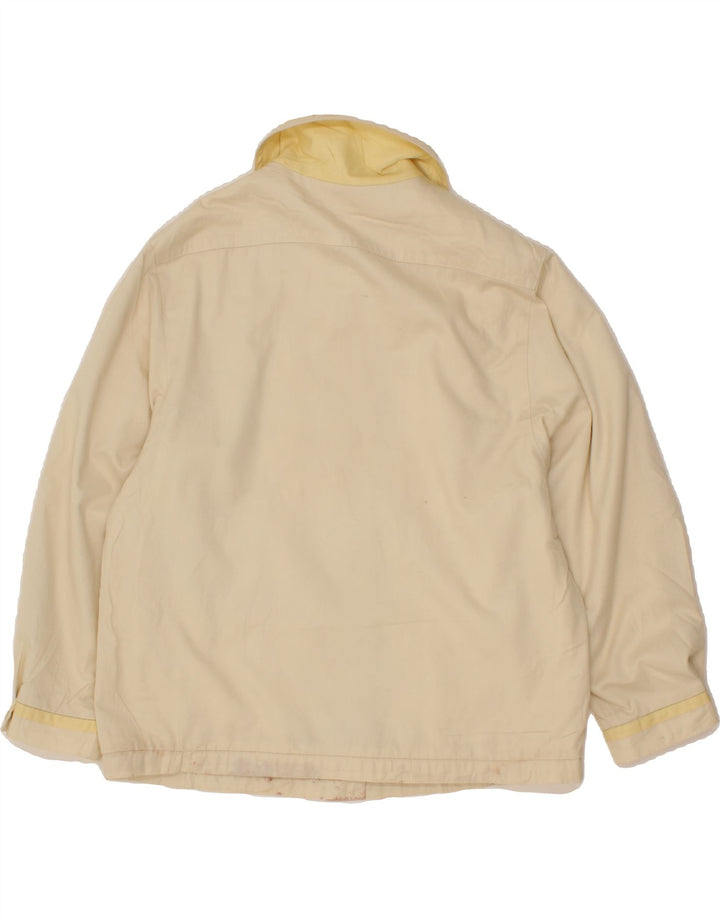 VINTAGE Womens 3/4 Sleeve Bomber Jacket UK 14 Large Beige Polyester Vintage Vintage and Second-Hand Vintage from Messina Hembry 