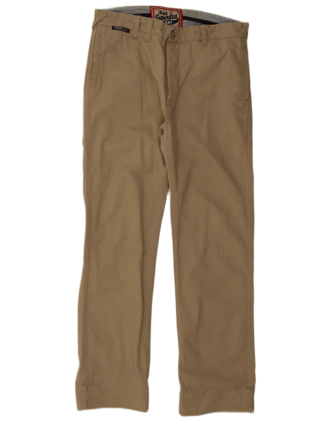 Męskie proste spodnie chino Superdry W34 L32 beżowe
