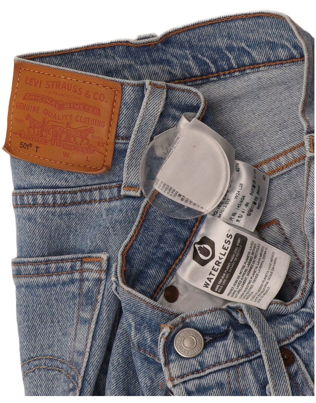 Damskie jeansy Levi's 501 Straight W24 L28 Niebieskie bawełniane