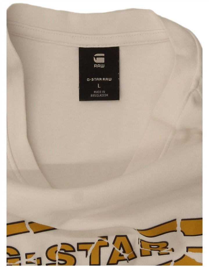 Męski T-shirt z grafiką G-Star, duży, biały
