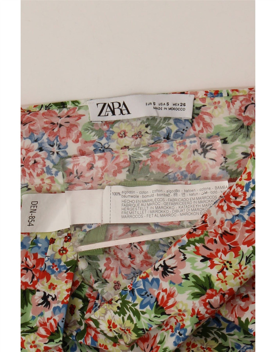 Damski top na jedno ramię ZARA UK 8, mały, wielokolorowy, bawełniany w kwiaty