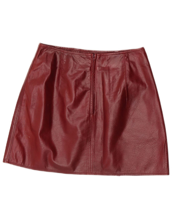 Conbipel Damska mini skórzana spódnica IT 44 Medium W27 Bordowa skóra