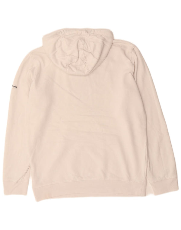 Męska bluza z kapturem z grafiką COLUMBIA, średnia biała bawełna