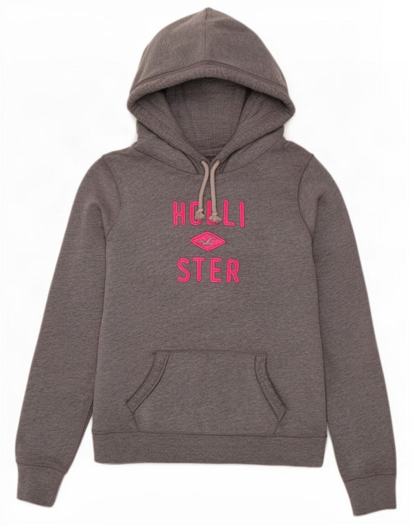 Damska bluza z kapturem Hollister Graphic UK 16, duża, szara