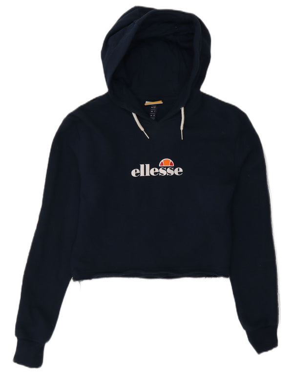Damski sweter z kapturem i grafiką Ellesse, UK 4 XS, granatowy, bawełniany