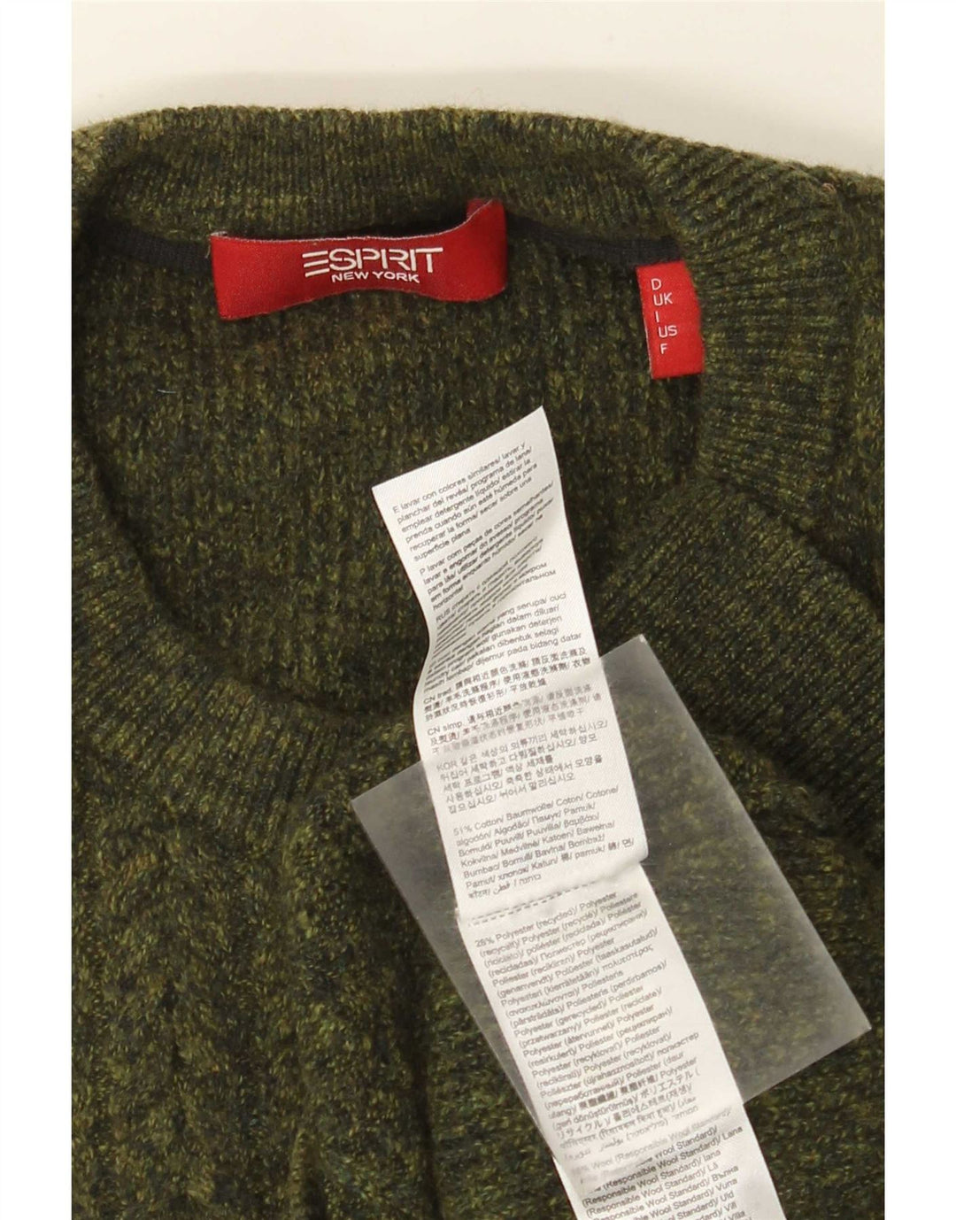 Męski sweter z okrągłym dekoltem Esprit, bawełna w kolorze khaki