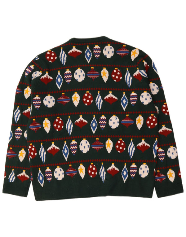 Marks & Spencer Męski sweter z okrągłym dekoltem 2XL Zielony Fair Isle