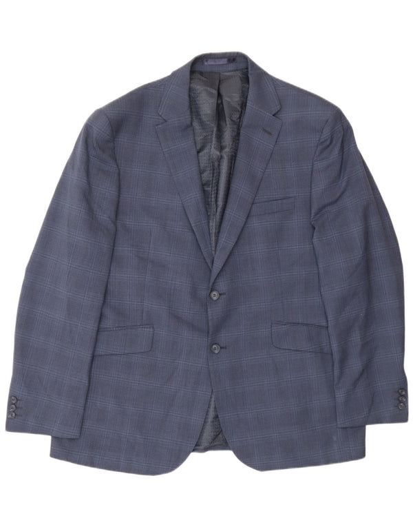 Męska marynarka Pierre Cardin zapinana na 2 guziki IT 56 3XL Wełniana granatowa krata