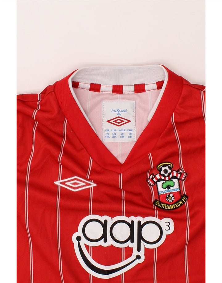 UMBRO Boys Graphic Jersey Top 2-3 Years Red Striped Polyester Vintage Umbro and Second-Hand Umbro from Messina Hembry 