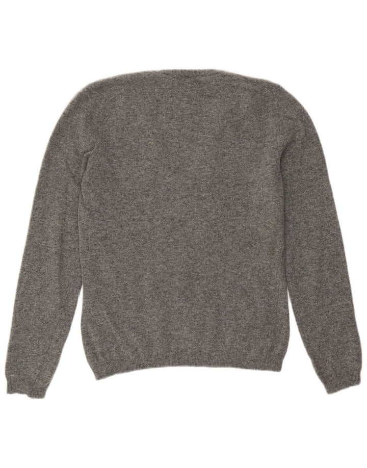 Sweter damski Benetton z dekoltem w kształcie litery V, UK 12, średnioszary, wełniany
