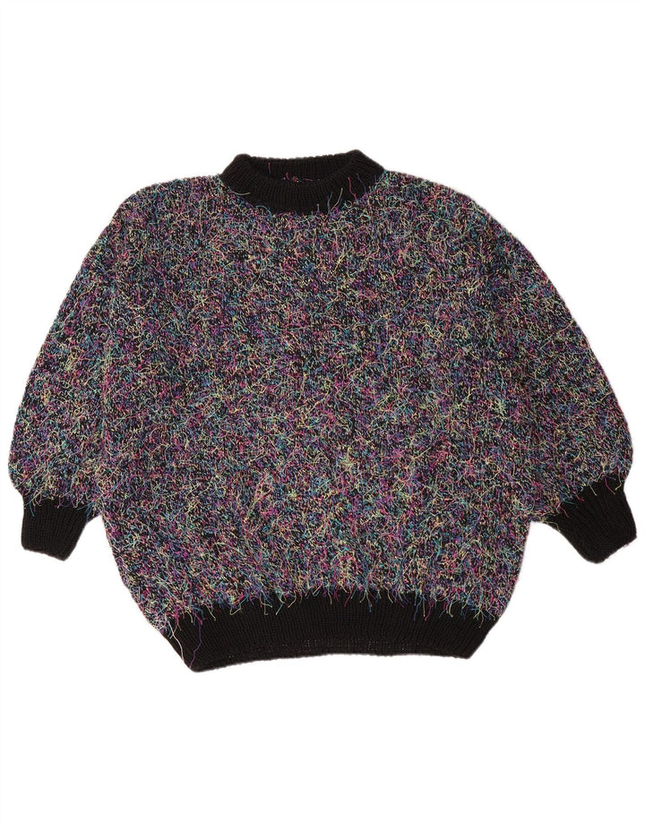 Vintage damski sweter oversize z golfem UK 18 XL, wielokolorowy