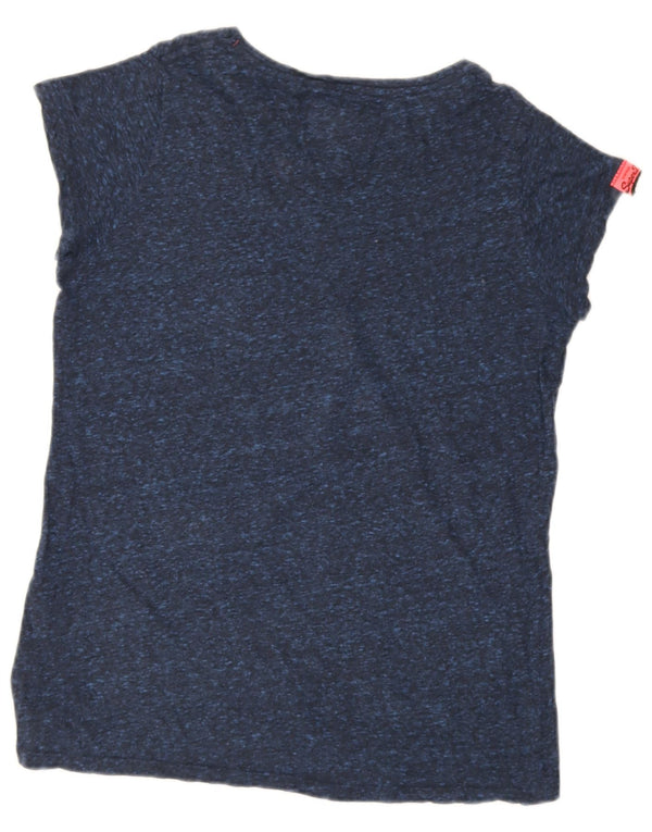 Damska koszulka z grafiką Superdry Top UK 10, mała, granatowa, bawełniana
