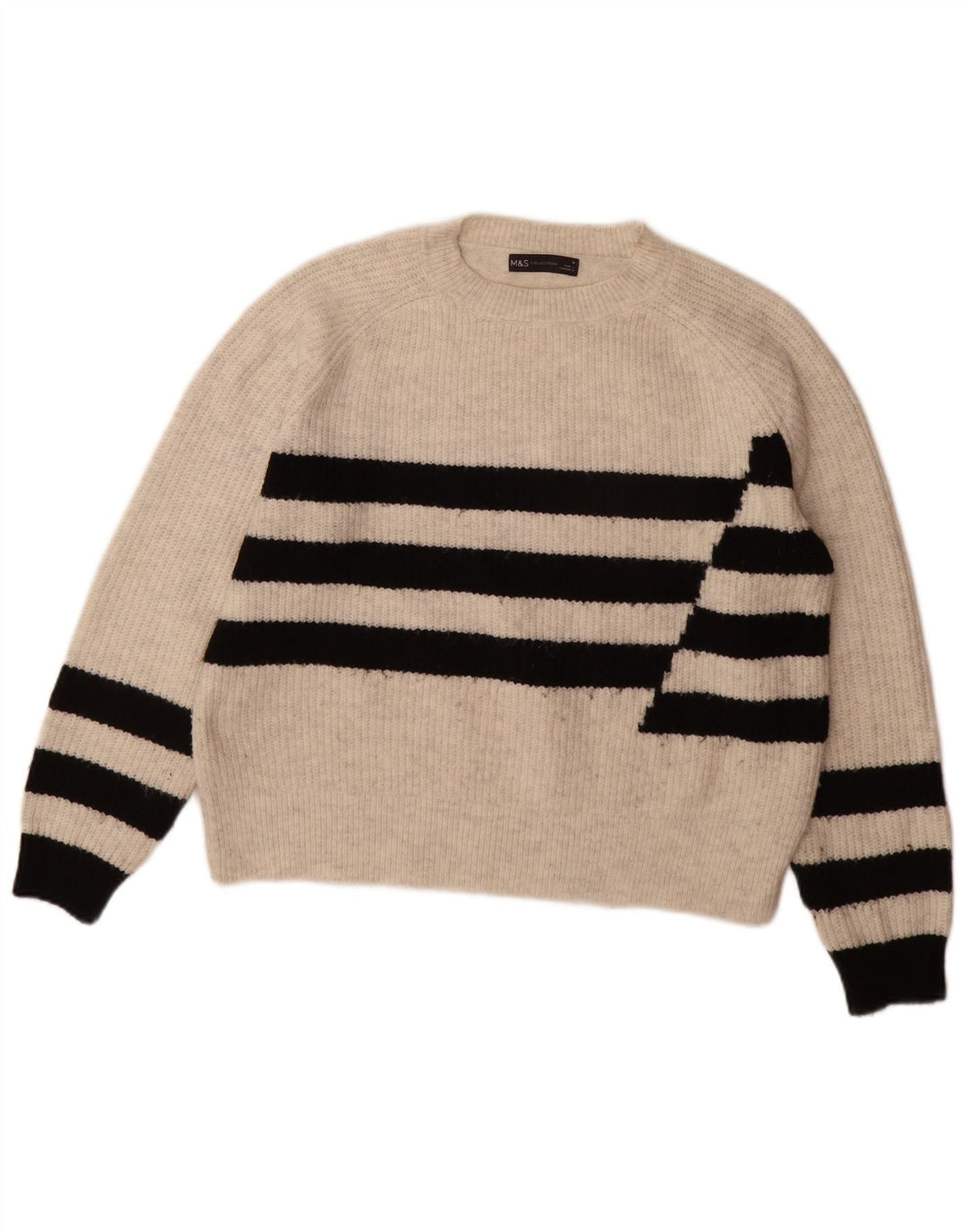 Marks & Spencer Damski sweter z okrągłym dekoltem UK 14 w średnie szare paski