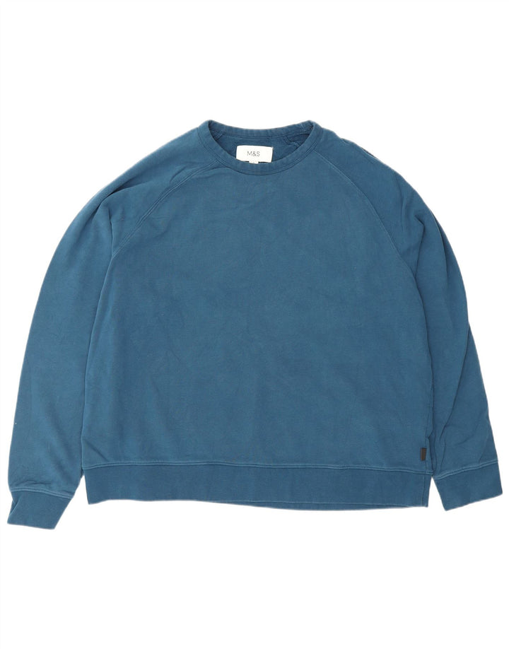 Marks & Spencer Męski sweter bluzowy XL, niebieski, bawełniany
