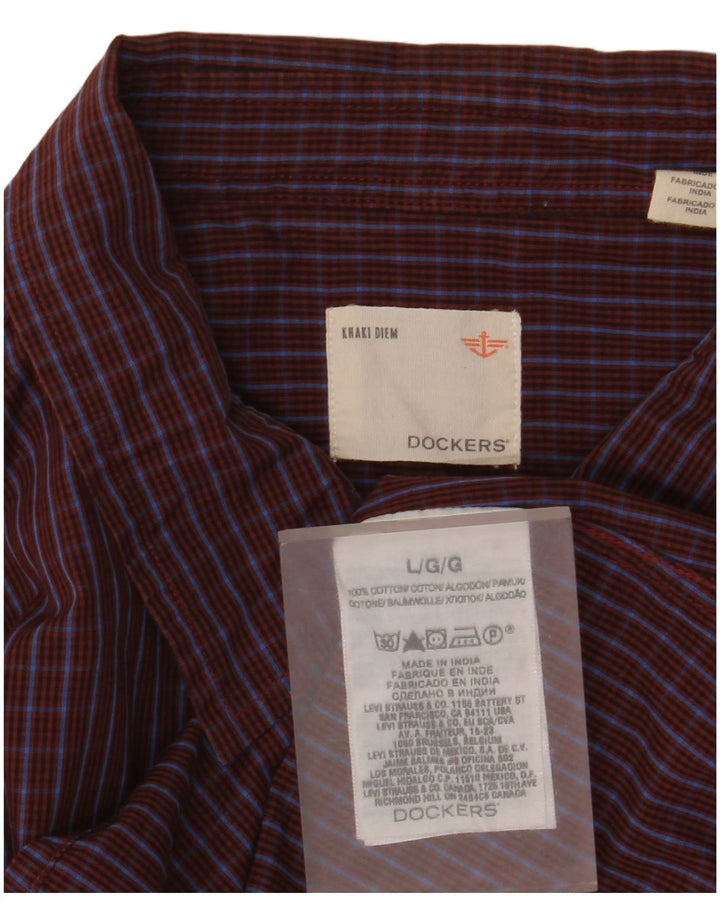 Koszula męska Dockers, duża, bordowa, bawełniana w kratkę