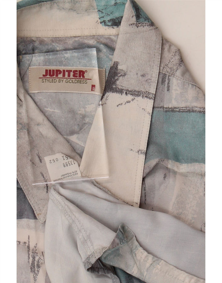 JUPITER Mens Short Sleeve Shirt Large Grey Patchwork Viscose Vintage Jupiter and Second-Hand Jupiter from Messina Hembry 