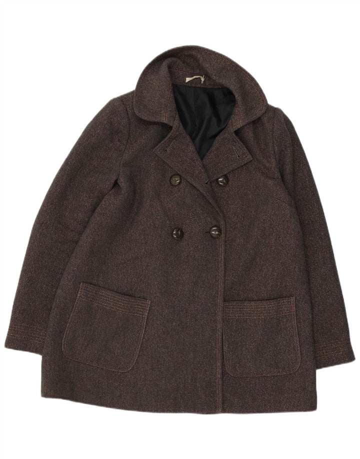 Vintage damski płaszcz grochowy UK 18 XL brązowy