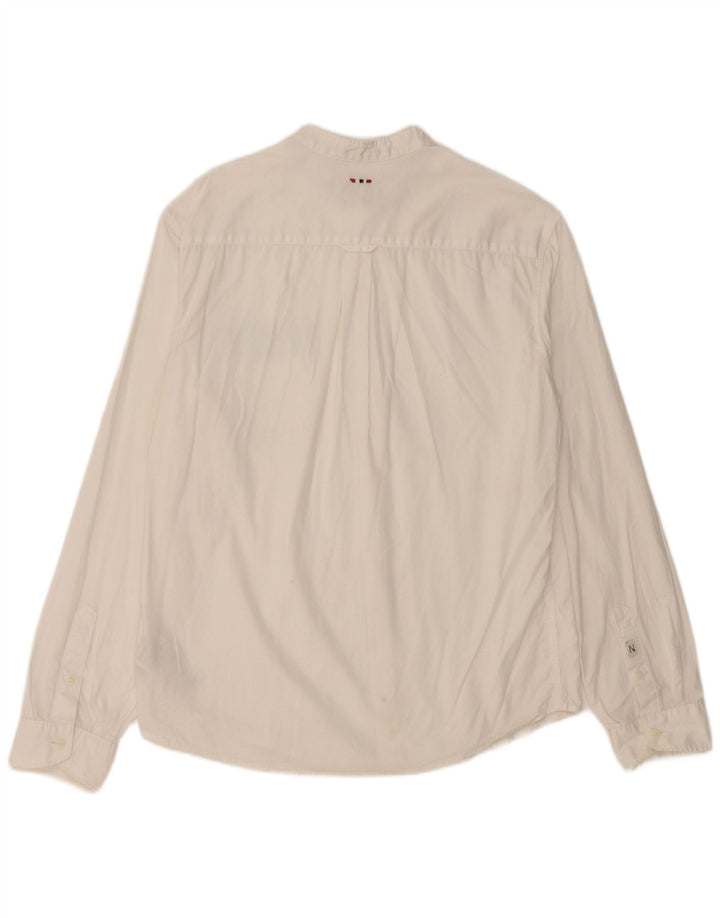 Męska koszula o regularnym kroju NAPAPIJRI Geographic, średnia, biała, bawełniana