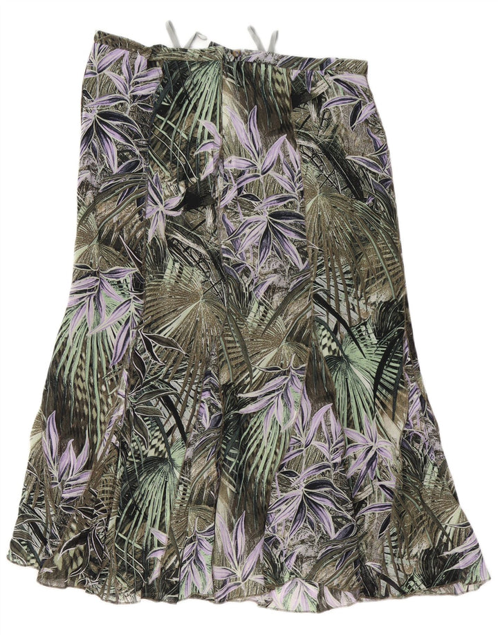 Damska spódnica typu Trumpet z wysokim stanem GELCO UK 16 Large W32 Zielony kwiatowy