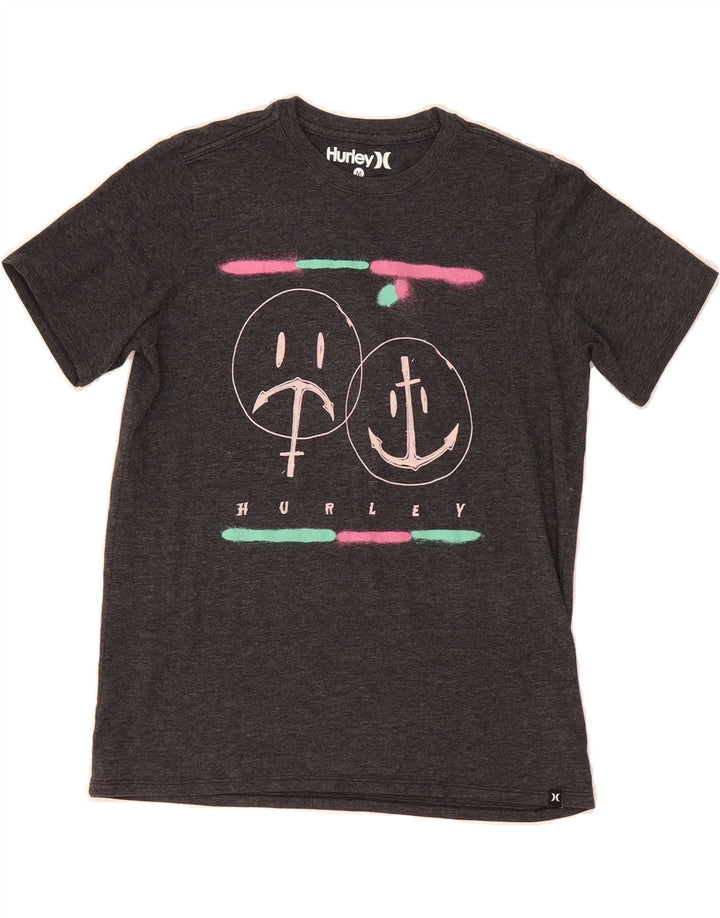 HURLEY Boys Graphic T-Shirt Top 10-11 Years Medium Grey Cotton Vintage Hurley and Second-Hand Hurley from Messina Hembry 