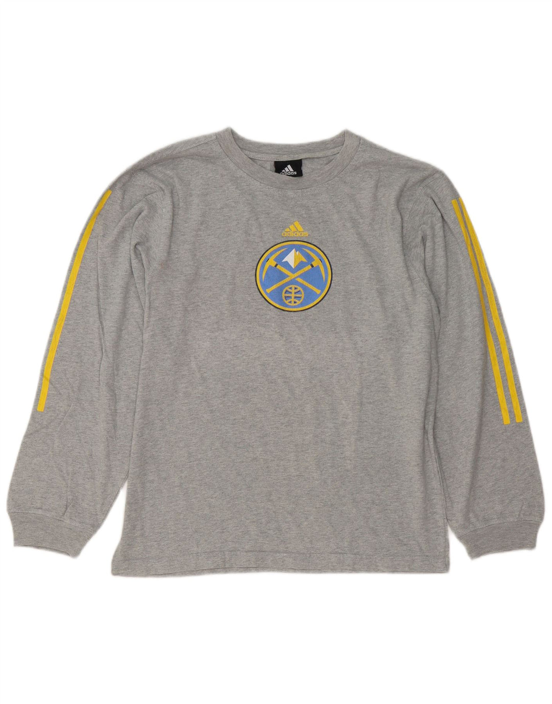 Adidas Męskie Denver Nuggets Graphic Top z długim rękawem, średnioszary, nakrapiany