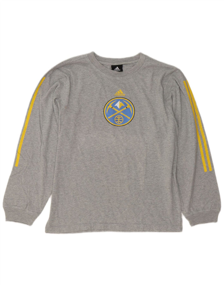 Adidas Męskie Denver Nuggets Graphic Top z długim rękawem, średnioszary, nakrapiany