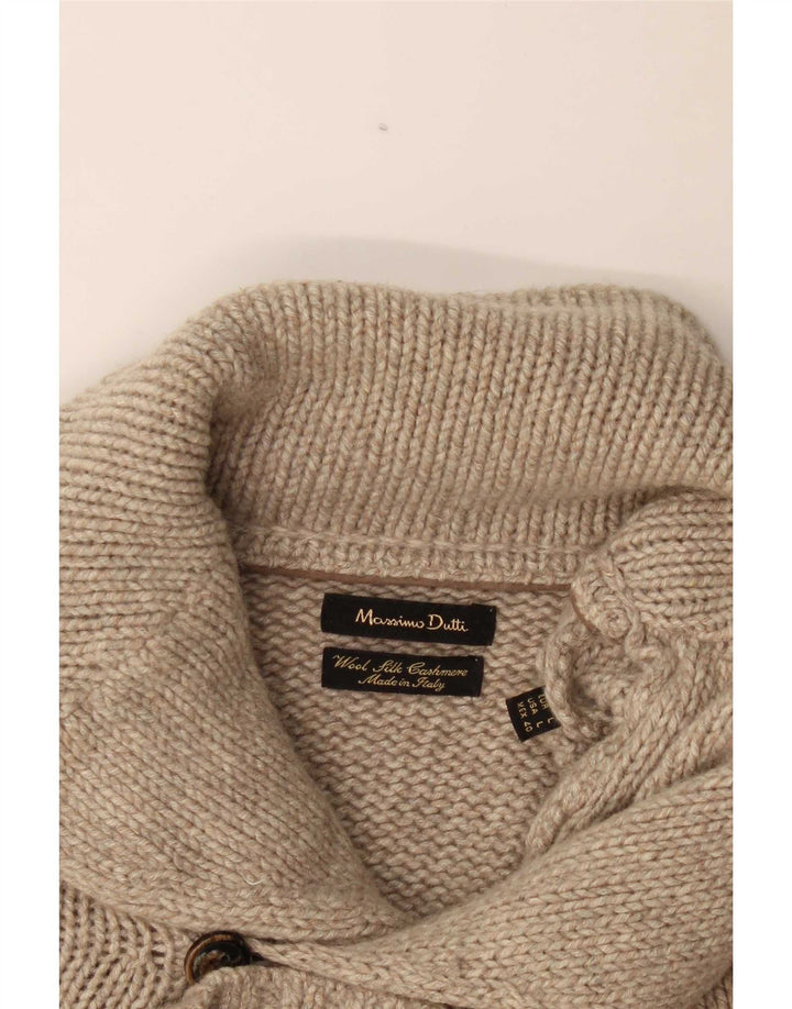Męski sweter rozpinany Massimo Dutti, duży, beżowy, wełniany