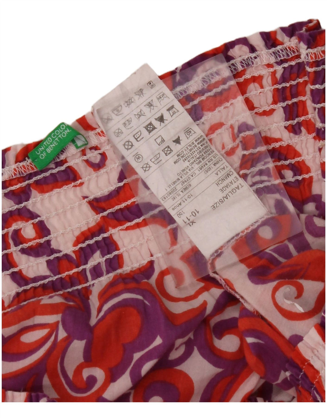 Dziewczęcy top z odkrytymi ramionami BENETTON 10-11 lat XL, wielobarwna, bawełniana w kwiaty