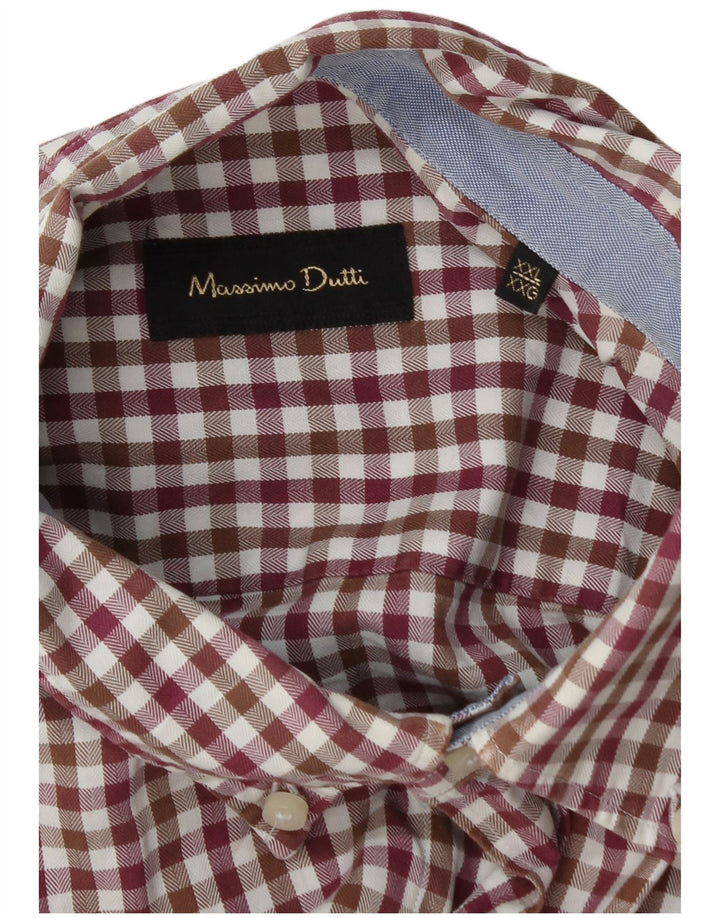 Męska koszula flanelowa Massimo Dutti 2XL w kolorze bordowym w kratkę