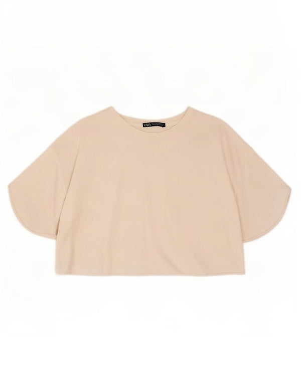 Damska koszulka Crop Top Zara UK 14, średnia biała bawełna