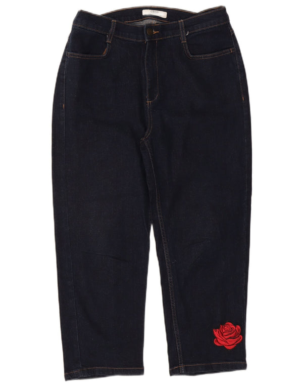 Damskie jeansy Marks & Spencer Graphic Cropped UK 14 Large W32 L22 Granatowe