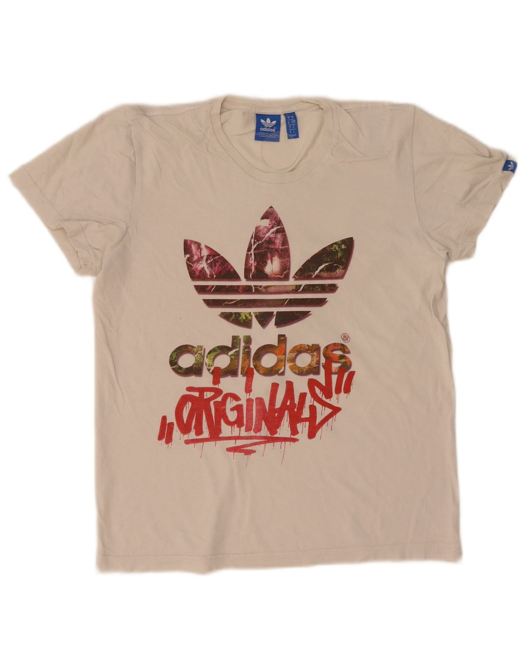 Męski T-shirt z grafiką ADIDAS, mały, biały