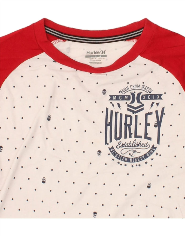 HURLEY Boys Graphic Top Long Sleeve 12-13 Years Large  Red Colourblock Vintage Hurley and Second-Hand Hurley from Messina Hembry 