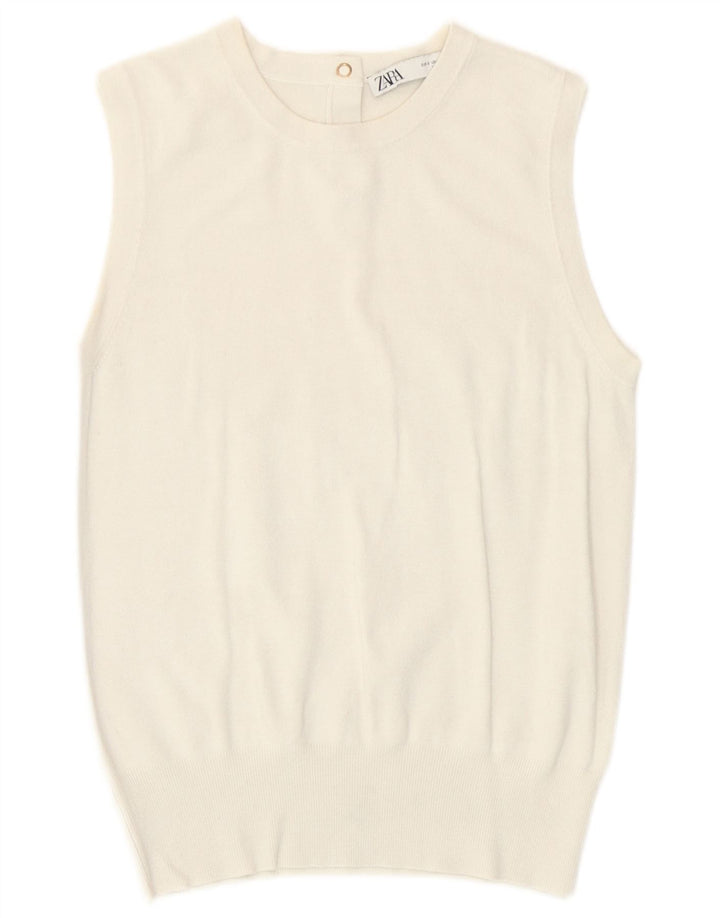 Tank top damski Zara UK 10, mały, biały