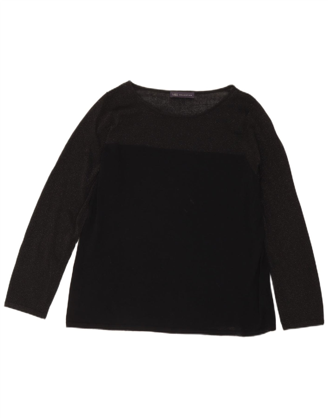 Marks & Spencer Damski top z długim rękawem, UK 18 XL, czarna wiskoza