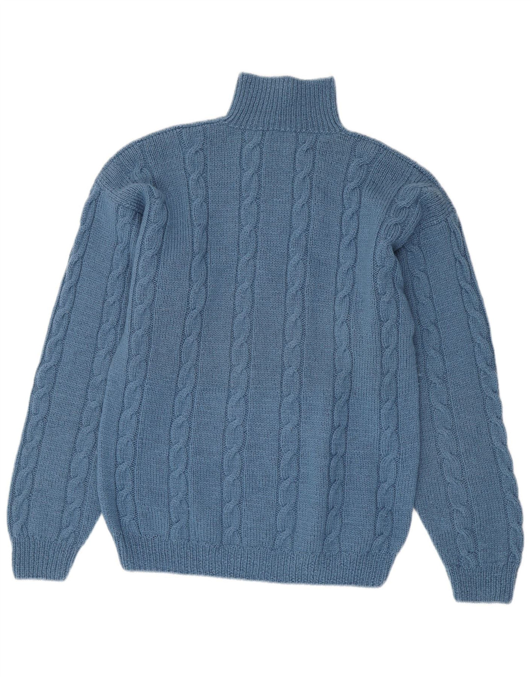 Vintage męski sweter z golfem, średni niebieski