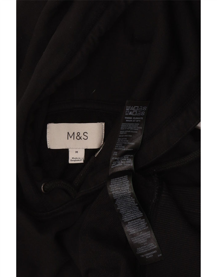 Marks & Spencer Męski sweter z kapturem, średniej wielkości, czarny, bawełniany