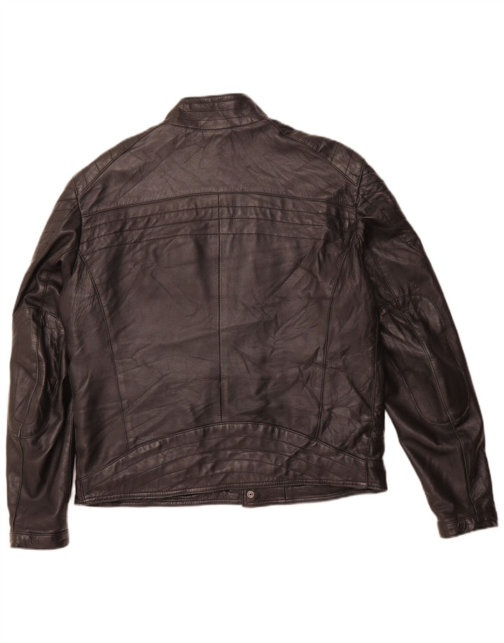 Męska skórzana kurtka racer VINTAGE IT 54 2XL czarna skóra