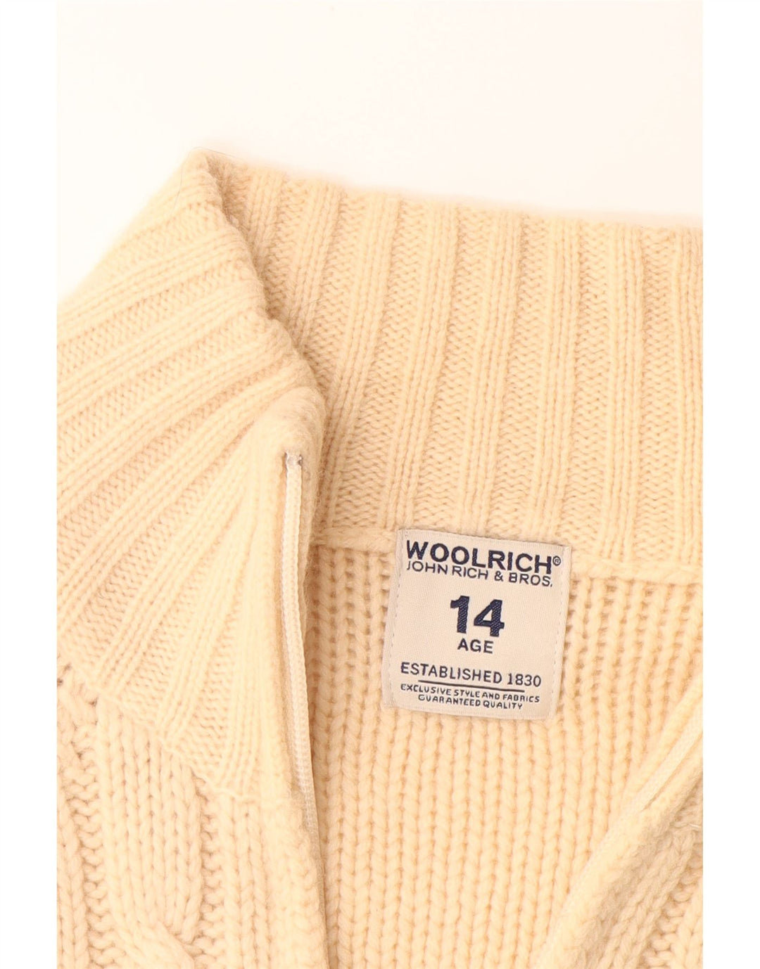 WOOLRICH Girls Cardigan Sweater 13-14 Years Beige Wool Vintage Woolrich and Second-Hand Woolrich from Messina Hembry 