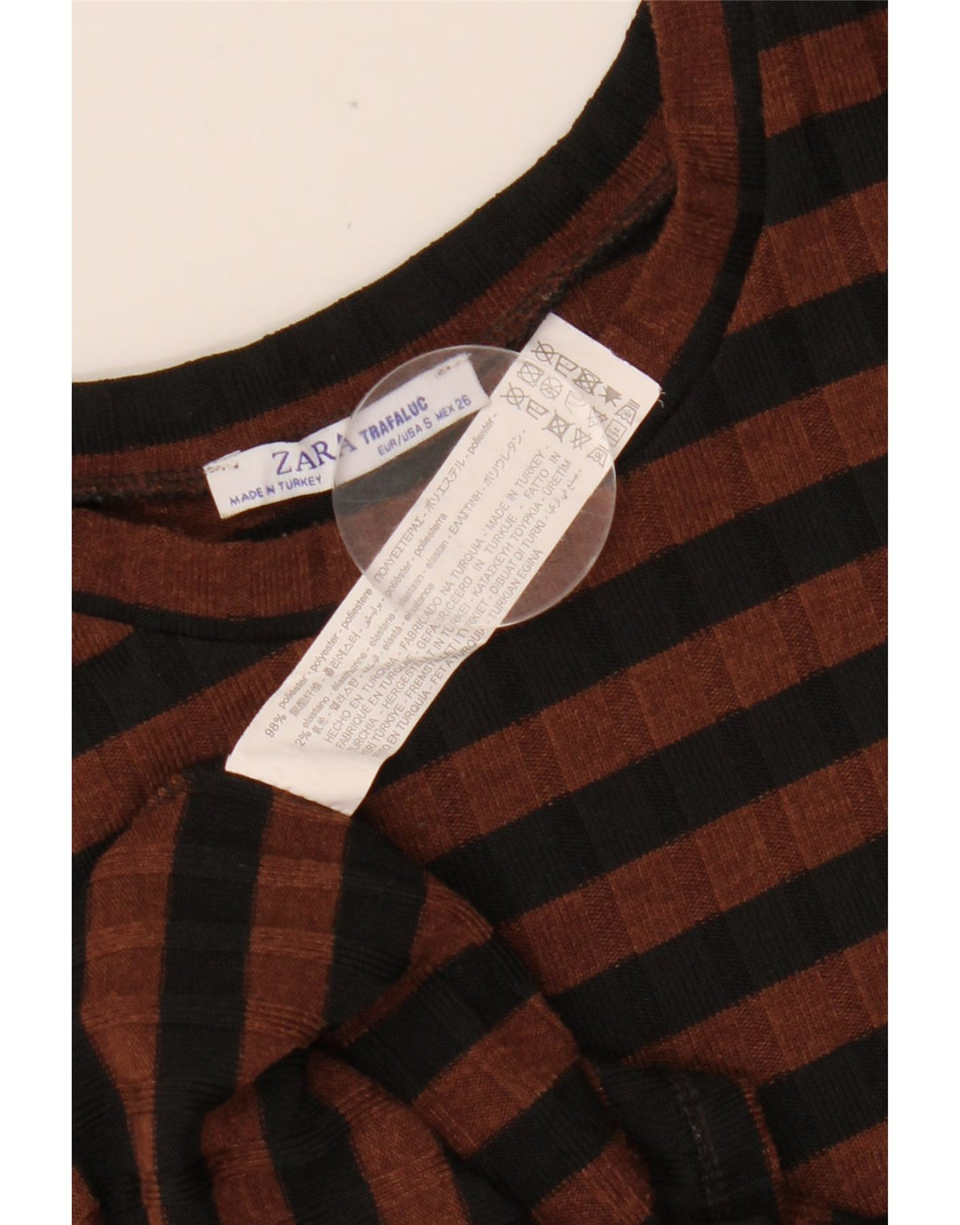 Damska obcisła sukienka z rękawem 3/4 ZARA UK 10, małe, brązowe, poliestrowe paski