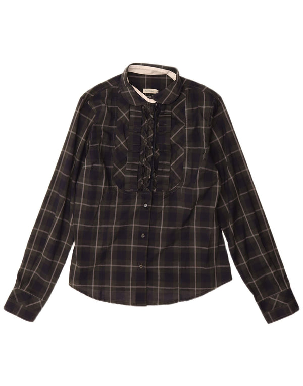 Koszula damska Henry Cottons z falbaną z przodu IT 48 XL, bawełniana w granatową kratkę