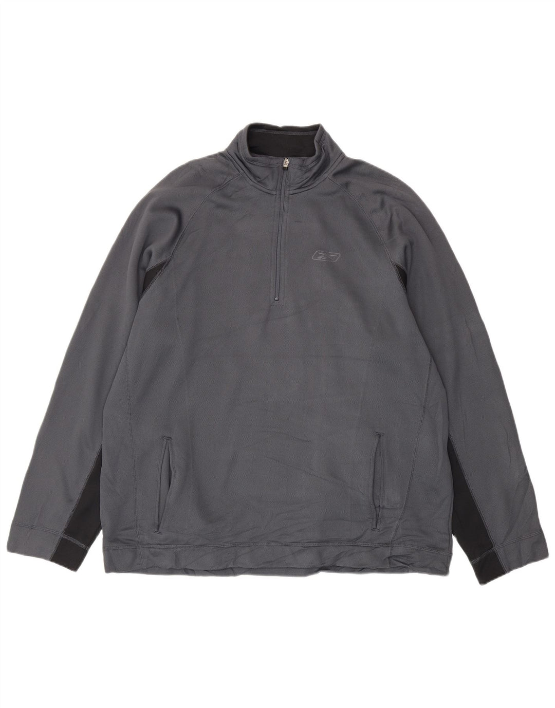 Męski sweter Reebok z zamkiem błyskawicznym, 2XL, szary poliester z blokami kolorów