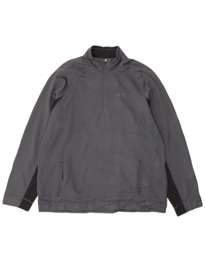 Męski sweter Reebok z zamkiem błyskawicznym, 2XL, szary poliester z blokami kolorów